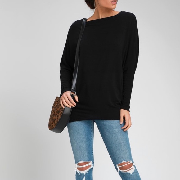 Textured Knit Dolman Blouse Black - Picture 5 of 14